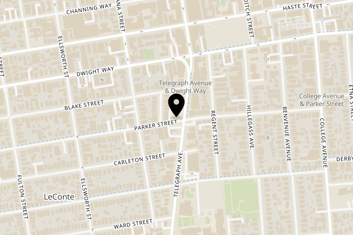 Map showing the location of Mount Everest Restaurant on 2598 Telegraph Ave in Berkeley